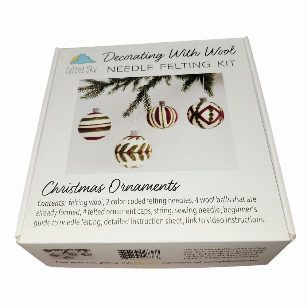 Felted Sky Christmas Ornaments Needle Felting Kit Wool DIY Craft Open Box